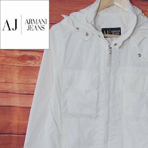 AJ アルマーニジーンズARMANI JEANS■ジップジャケット ポリエステル 薄手 フード着脱式 /SIMIN T SPA■38■オフホワイト ※NK3d14158