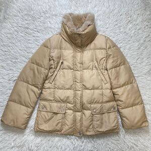 美品 Max Mara weekend マックスマーラ ダウンコート ファー ベージュ ゴールド 光沢 Lサイズ相当 Ａライン 美シルエット 中綿コート