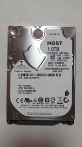 HGST 2.5インチ 9.5mm厚 SATA III 接続 内蔵 HDD 1TB 5400RPM C5K1000.B HCC541010B9E660 動作品