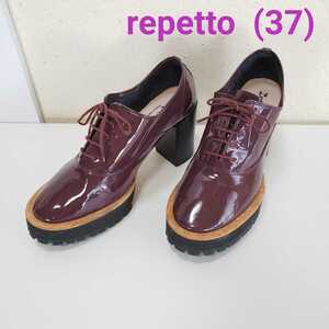 美品◆repetto レペット IVAN パテントレザー レースアップ ブーティ/ショートブーツ(37)ボルドー