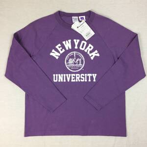 【新品】Champion チャンピオン T1011 NYU New York University 米国製 ロングＴシャツ ラグラン 長袖 パープル Lサイズ ヘビーウェイト