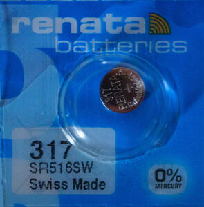 ●即決【送料63円】1個180円 スイス製RENATA 317(SR516SW) 酸化銀電池 使用推奨期限：2026年10月●