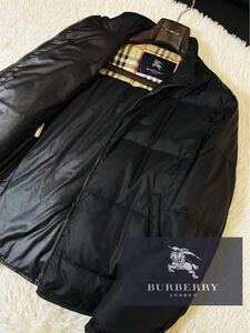 A51【完全高級　水鳥天然ダウン】未使用級　参考価格15万●BURBERRY LONDON●最高級ダウン90% ジャケット　バーバリーコート メンズ　L