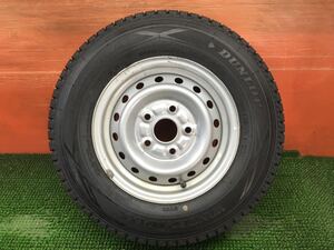 4m-128)冬 165R13 8PR LT DUNLOP 2020年 9.5分山 5J PCD114.3 5穴 ダイハツ純正 トラック用 1本