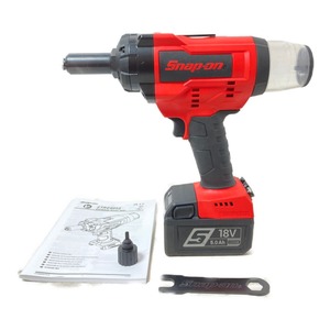 ＊＊ Snap-on スナップオン 18V コードレスリベットガン バッテリ1個付 ※充電器なし CTRG9050 レッド やや傷や汚れあり