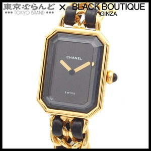 101724089 シャネル CHANEL プルミエール Sサイズ H0001 ゴールドxブラック SS レザー 腕時計 レディース クォーツ