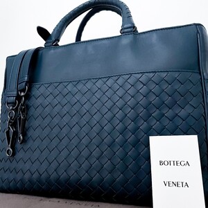 1円■新品同様■最高級ライン■入手困難色■型崩れ無し■BOTTEGA VENETA ボッテガ 2way イントレ トートバッグ ビジネス A4 メンズ ブルー