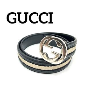 『GUCCI』グッチ インターロッキング レザーベルト / GG