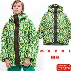 新品■UNIQLO and MARNI オーバーサイズダウンコート◆マルニ 限定コラボ かわいいビッグシルエット カラフル グラフィック柄 お洒落