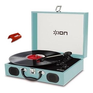 ION AUDIO VINYL TRANSPORT Blue + PT01RS1 ポータブル トランク型 レコードプレーヤー/純正交換針(1個)セット