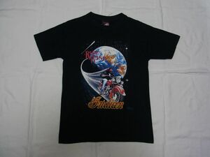 ☆ 90s USA製 ビンテージ Indian Motocycle インディアン モーターサイクル RIDE THE WIND Tシャツ sizeM 黒 ☆古着 OLD 3D EMBLEM Harley