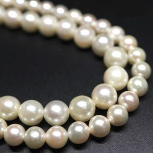 1円〜!!▲アコヤ本真珠ネックレス2点おまとめ▲J 約55.7g 約41.0cm 約5.5-8.0mm珠 パール pearl necklace jewelry DD5/- C218