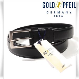 新品1円～★GOLD PFEIL ゴールドファイル メンズ 日本製 牛革 レザー 本革 ビジネスベルト フリーサイズ 黒 ブラック 正規店本物◆3977◆