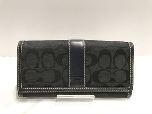 ■【YS-1】 コーチ COACH 長財布 ■ シグネチャー 2つ折り ブラック 黒系 ■ 9.5cm×19.5cm ユニセックス 【同梱可能商品】■D