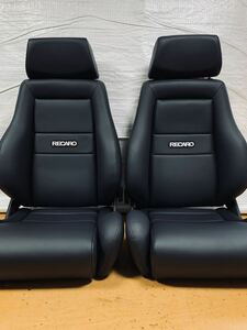 40.41.レカロ RECARO 2脚セット LS-M 黒フェイクレザー張り替え 張替え 張替 ブラックシングルステッチ 片側ダイヤル