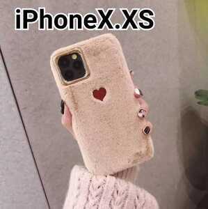 iPhoneX iPhoneXS ケース　ハート　ファー　ふわもこ　可愛い