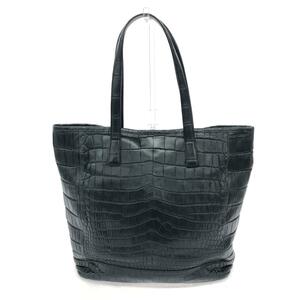 良好◆sanpo サンポー トートバッグ◆ ブラック マットクロコ センター取り ユニセックス bag 鞄