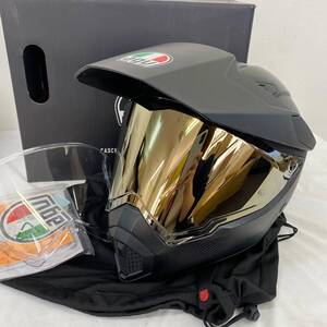 【即決】 AGV AX9 MATT CARBON カーボン オフロード フルフェイスヘルメット　※ミラーシールド付き MSサイズ ブラック系 黒系 14777-120