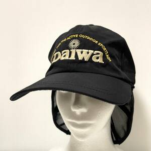 80s 90s Daiwa ダイワ メッシュキャップ ブラック 日よけ付き