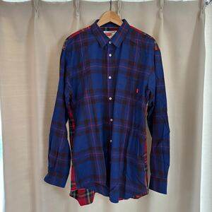 Supreme × COMME des GARCONS SHIRT 2015AW ネルシャツ シュプリーム コムデギャルソン XL 青×赤 チェックシャツ