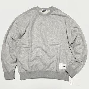 L 新品 正規品 JIL SANDER ジルサンダー オーバーサイズ ロゴ タグ パッチ スウェット トレーナー グレー SWEAT SHIRT コットン ガゼット