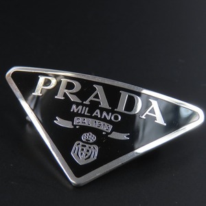 93801★1円スタート★PRADA プラダ 未使用品 トライアングル ヘアアクセサリー ヘアクリップ 髪留め バレッタ メタル シルバー