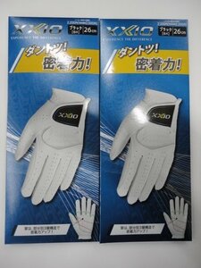 ■NEW XXIO !! ゼクシオ 高機能 全天候 ゴルフ メンズ グローブ x 2枚【BK/26cm】《掌・甲：合成皮革》GGG-X020