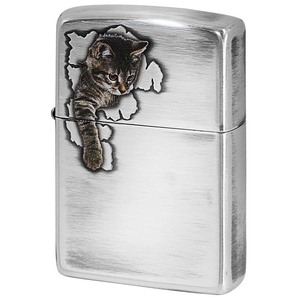 Zippo ジッポライター ネコ 猫 Cat Pau キャットポー 2 銀メッキいぶし 80045 メール便可