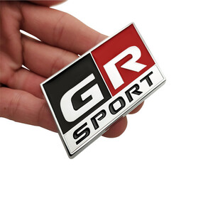 【ゆうパケット送料込】GR SPORT 3Dエンブレム(両面テープ) 黒／赤／銀 縦3.7cm×横5.8cm 金属製 TOYOTA 86 ヤリス