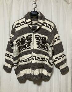 Indian Crafts GENUINE COWICHAN INDIAN SWEATER ヒルズ インディアンクラフトカウチンセーター/ニット 前ファスナー S程度？ 中古 カナダ