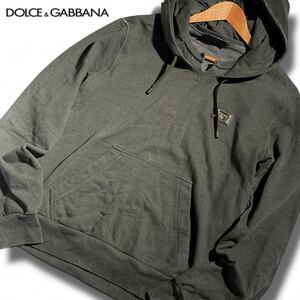 美品/1円 ●DOLCE&GABBANA D&G ドルガバ ドルチェ&ガッバーナ パーカー フード トレーナー ブルゾン ●ロゴプレート カーキ 46 M〜L相当