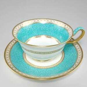 ウェッジウッド(Wedgwood) ユーランダー パウダーターコイズ ティーカップ&ソーサー(ピオニー)　H008 【Bランク】