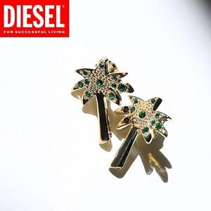 送料込●新品●価-22000円 DIESEL ディーゼル ピアス レディース ゴールド③ パームツリー ヤシの木 ストーン APALMA