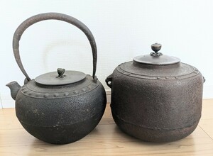 ☆煎茶道具 龍文堂造/その他 鉄瓶 茶道具 茶釜 茶具 2点セット☆