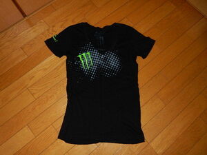 モンスターエナジー/MONSTER ENERGY★Vネック Tシャツ 黒/L