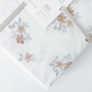 新品 ZARA HOME ザラホーム マリン フラワー プリント フラットシーツ クイーン マルチカバー 花柄 白 オフホワイト