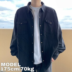 wrangler ラングラー デニムシャツ ポケット 3XL 黒 9793