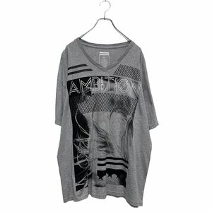 SEANJOHN 半袖 プリントTシャツ XL グレー メキシコ製 Ｖネック ビッグサイズ 古着卸 アメリカ仕入 a605-5393