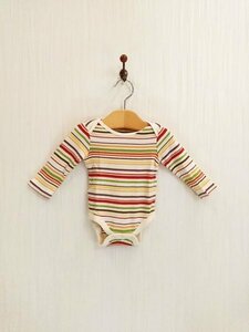 KU0088 ○送料無料 古着 baby GAP ベビーギャップ ボーダー ロンパース サイズ6-12M ホワイト カラフル 綿100% ベビー 女の子