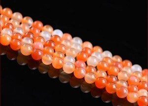 [EasternStar] 海外発送 カーネリアン 玉髄 カルセドニー Carnelian 天然石 玉サイズ10mm 1連売り 長さ約40cm