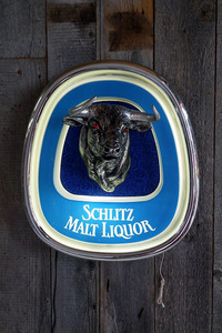 ビンテージSCHLITZ MALTLIQUORライトサイン [golw-77]検アメリカ/USA/1980年代/シュリッツレアBULLデザイン/壁掛け照明/コレクション雑貨