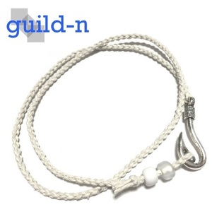 guild-n ★ ホワイト 白 ２連 ２重巻き 釣り針 フィッシュフック ヘンプ 麻 アンクレット ブレスレット ミサンガ メンズ レディース