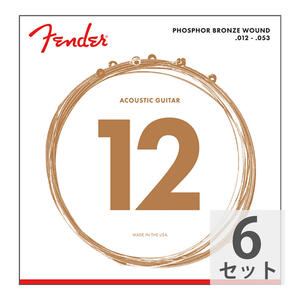 フェンダー Fender Phosphor Bronze Acoustic Guitar Strings Ball End 60L 012-053 Gauges アコースティックギター弦×6セット