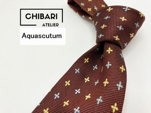 【超美品】Aquascutum　アクアスキュータム　ドット柄　ネクタイ　3本以上送料無料　ブラウン　1001205