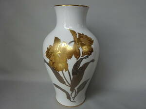 大倉陶園　金銀彩「カトレア」花瓶大　高さ約３５cm　無疵