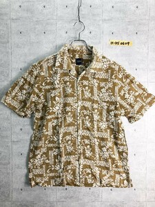 JEANING GARAGE ボタニカル柄 アロハシャツ トップス 茶色×白