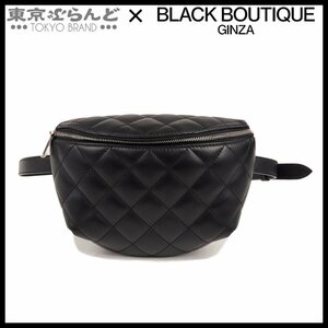 504017974 シャネル CHANEL マトラッセ ボディバッグ ブラック シルバー金具 ラムスキン ウエストバッグ ポーチ レディース