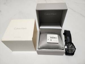 【箱付き】Calvin Klein カルバンクライン メンズ ブラック 腕時計 クオーツ CK 42mm レザーバンド 本革 革バンド 皮 / メタルバックル