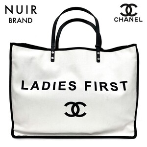 シャネル CHANEL レディファースト キャンバス汚れあり トートバッグ ホワイト WS2579