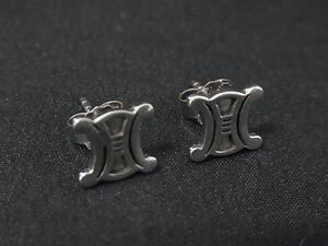 1円 ■美品■ CELINE セリーヌ マカダム SV925 ピアス アクセサリー レディース シルバー系 FJ3907